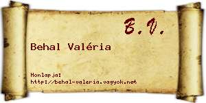 Behal Valéria névjegykártya